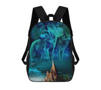 sinyumoney Wolf Pack Moonlit Night-1 Children's Backpacks School Backpack 3D Printed Backpack for Kids Travel Rucksacks Book Bags Kids School Bag 17inch