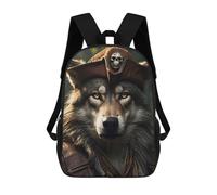 sinyumoney Wolf Pirate Funny Kids' Backpack 3D Printing School Bag Boys Cool Daypacks Casual Knapsack Fun Back Bag for Kids And Teenager 17inch