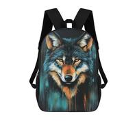 sinyumoney Wolf Portrait Painting School Backpack School Bags for Girls Boys Backpack with Pocket Fashion School Bag Kids Backpack 17inch