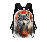 sinyumoney Wolf Portrait with Forest And Sunset Rucksack Secondary Causal Travel High School Bags for Boys/Girls/Teenagers 17inch