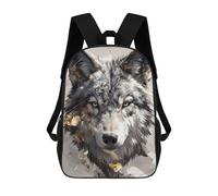 sinyumoney Wolf Portrait with Gold Accents School Bags Work Laptop Backpack Rucksack Bag- Perfect for Travel, Work And Daily Use 17inch