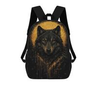 sinyumoney Wolf Portrait with Golden Halo Backpack School High Secondary School Bags Casual Backpack for Teenage Girls Boys Women Men 17inch