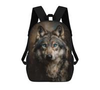 sinyumoney Wolf Portrait with Piercing Blue Eyes School Bags Water Resistant Travel Backpack Computer Bag for Teenage Girls Boys Women Men 17inch