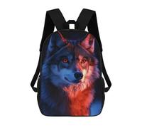 sinyumoney Wolf Portrait with Red And Blue Lighting Backpack School Bag Work Laptop Backpack Rucksack Bag for Teenage Girls Boys Women Men 17inch
