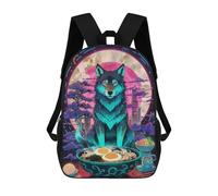sinyumoney Wolf Ramen Art Backpack School Bag Large Water Resistant Laptop Backpack for Girls Boys Teenage 17inch