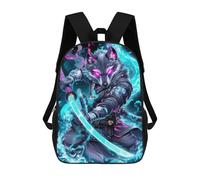 sinyumoney Wolf Samurai Warrior Backpacks, Kids Backpack Student School Bag 3D Printed Travel Backpacks Fashion Accessory Backpack Children Waterproof School Bags 17inch
