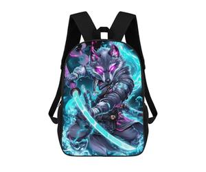 sinyumoney Wolf Samurai Warrior Backpacks, Kids Backpack Student School Bag 3D Printed Travel Backpacks Fashion Accessory Backpack Children Waterproof School Bags 17inch