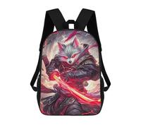 sinyumoney Wolf Samurai with Red Sword Kids School Backpack 3D Printed Fashion School Bag Casual School Bag for Boys Elementary And Middle School Students 17inch