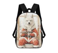 sinyumoney Wolf Santa on Toilet School Backpack 3D Printed Children's 17inch Backpacks Bag Bookbag for Kids Boy Girl Book Bags Kids School Bag Travel Rucksacks