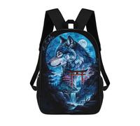 sinyumoney Wolf Silhouette Torii Gate Daypack Casual Backpacks School Bag For Girls Boys High College Teenagers Rucksack Men Women Travel Laptop Rucksack College Bookbag 17inch