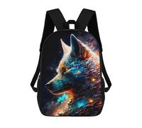 sinyumoney Wolf Space Kids School Backpack School Bag 3D Printed School Bag for Boys Elementary And Middle School Students 17inch