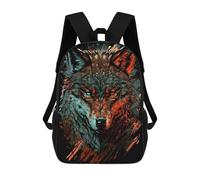 sinyumoney Wolf Spirit Artwork -1 3D Printed Children's School Backpack for Kids Travel Rucksacks Book Bags Kids School Bag 17inch