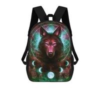 sinyumoney Wolf Spirit Dreamcatcher Art Children's Backpacks School Backpack 3D Printed Backpack for Kids Travel Rucksacks Book Bags Kids School Bag 17inch