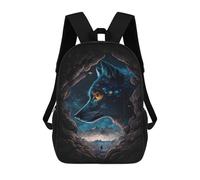 sinyumoney Wolf Spirit Galaxy Art Print Backpacks 3D Printed 17inch Kids School Backpack Outdoor Casual Daypack Casual Travel Bags for Middle School Students