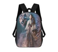 sinyumoney Wolf Spirit Guardian 3D Printed Children's School Backpack for Kids High Capacity Travel Rucksacks Book Bags Kids School Bag Back Pack 17inch