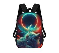 sinyumoney Wolf Spirit Ring Art School Backpack for Girls Backpack Water Repellent Casual Daypack Lightweight Rucksack Boy Girl School Backpack 17inch