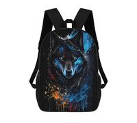 sinyumoney Wolf Spirit Splash Art Backpack Kids School Bag Boys Cartoon 3D Print Students Schoolbag Laptop Daypack for Boys Girls 17inch