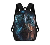 sinyumoney Wolf Spirit Trio Art Print School Backpack High Secondary School Bags Casual Backpack for Girl, Teen Girls 17inch