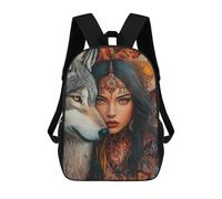 sinyumoney Wolf Spirit Warrior Woman -1 Backpack 3D Print Kids Bag Elementary Students Daypack Lightweight School Bag for Children Girls Boys Nursery Lunch Pack 17inch