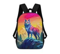 sinyumoney Wolf Stand in Mountains School Backpack School Bags For Girls Boys Backpack With Pocket Fashion School Bag Kids Backpack 17inch