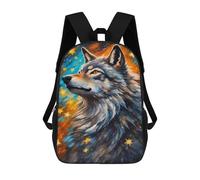 sinyumoney Wolf Star Painting Backpack 3D Printed Children's School Backpack for Kids High Capacity Travel Rucksacks Book Bags Kids School Bag Back Pack 17inch