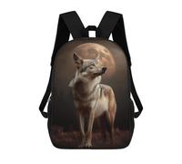 sinyumoney Wolf Under Full Moon 17inch School Bag 3D Printed Children's School Backpack Casual Fashion Travel Backpacks for Kids School Students
