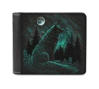 sinyumoney Wolf Under The Moonlit Sky 3D Print Clutch Purse Coin Pocket ID Leather RFID Slots Note Section Leather Men's Wallet 11.7cm*9.5cm