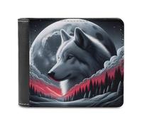 sinyumoney Wolf Under The Moonlit Sky 3D Print Wallet ID Window Coin Leather RFID Banknote Compartments Soft Convenient Wallets 11.7cm*9.5cm