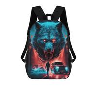 sinyumoney Wolf Vs. Man Forest Standoff Kids Children School Backpack Bookbags Casual Travel Rucksack Boys Girls Large Capacity Daypack 17inch