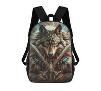 sinyumoney Wolf Warrior Art Print 17inch School Bag 3D Printed Children's School Backpack Casual Fashion Travel Backpacks for Kids School Students