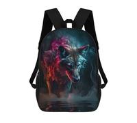 sinyumoney Wolf Water Neon Smoke Art Backpack School Bag Lightweight Schoolbag Dayback Bookbag College for Men/Women 17inch