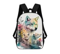 sinyumoney Wolf Watercolor Painting Backpack School Bag Backpack For Girls Boys Backpacks Large Capacity Kids Backpack Lightweight School Bags For Kids Students 17inch