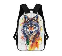 sinyumoney Wolf Watercolor Painting School Backpack for Girls Backpack Water Repellent Casual Daypack Lightweight Rucksack Boy Girl School Backpack 17inch