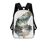 sinyumoney Wolf Watercolors Backpack 3D Printed School Bag For Boys High Capacity Travel Backpacks Book Bags Boys School Bag Mochila 17inch