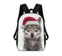 sinyumoney Wolf Wearing A Christmas Santa Hat School Backpack Travel College Rucksack Backpacks for Campus Outdoor Travel Sports 17inch