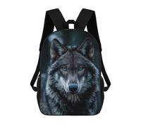 sinyumoney Wolf with Blue Eyes Backpack Kids School Backpack School Bag 3D Printed Fashion School Bag for Boys Elementary And Middle School Student 17inch