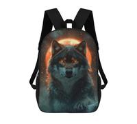 sinyumoney Wolf with Glowing Eyes And Moon Backpack School Bag Secondary Causal Travel High School Bags for Camping Outdoor Adventures And Daily Travel 17inch