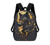 sinyumoney Wolf with Golden Accents Backpack School Bag Large Lightweight Casual Backpack for Campus Outdoor Travel Sports 17inch