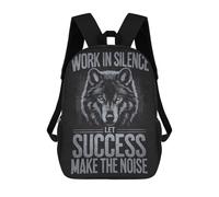 sinyumoney Wolf Work Hard In Silence School Bags Lightweight Airport College Students Back Pack for School/Work/Travel 17inch