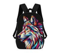 sinyumoney Wolf Wpap Colorful Backpack 3D Printed Children's School Backpack Kids Travel Backpacks High Capacity Book Bags Children's Backpack Rucksack 17inch