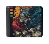 sinyumoney Wolf's Fury Sheep in Peril 3D Print Clutch Purse Use Holds Bills RFID Blocking Stylish Banknote Compartments Men's Wallets Youth Guys 11.7cm*9.5cm