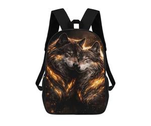 sinyumoney Wolves Couple - Luxury Animal Wall Art - Romantic Gift Decor Backpack School Bag Secondary Causal Travel High School Bags for Camping Outdoor Adventures And Daily Travel 17inch