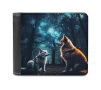 sinyumoney Wolves in Enchanted Forest 3D Print Men's Wallet Credit Card Holder Slots Note Section Modern Style Wallets for Boys Girls 11.7cm*9.5cm