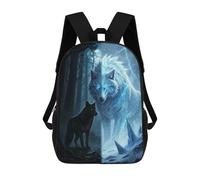 sinyumoney Wolves in The Forest Light And Dark Backpack 3D Printed Children's School Backpack for Kids High Capacity Travel Rucksacks Book Bags Kids School Bag Back Pack 17inch