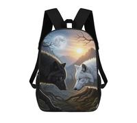 sinyumoney Wolves Staring Animal Backpack School Business Laptop Rucksack Bag Unisex Casual Daypack for Girls Boys Teenage 17inch