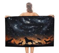sinyumoney Wolves Under A Starlit Sky Towels Large Highly Absorbent Quick Beach Towel Gentle for Sensitive Skin 130cm*80cm