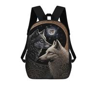 sinyumoney Wolves Under The Moon Backpack for Boys Teen Students, Girls Rucksack Bags Toddler Elementary Middle School Bookbag 17inch