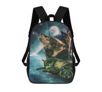 sinyumoney Wolves Under The Moonlit Sky Kids Backpack,School Backpack Kids School Bag 3D Printed Cartoon Large Capacity Backpack for Kids Boys And Girls 17inch