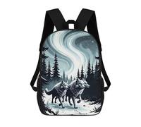 sinyumoney Wolves Winter Forest Landscape School Bags High Secondary School Bags Casual Backpack for Campus Outdoor Travel Sports 17inch