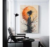 sinyumoney Woman from The Tree Under A Full Moon Art Work for Home Walls Wall Decor Ready to Hang for Bathroom Toilet Decor Large Canvas Wall Art for Living Room 24x36inch(60x90cm)
